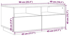 Τραπεζάκι Σαλονιού με Φώτα LED Sonoma Δρυς 90x49x40 εκ. - Καφέ