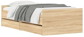 vidaXL Πλαίσιο Κρεβατιού με Συρτάρια Sonoma δρυς 100x200 εκ.