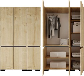 Ντουλάπα Sapphire Δρυς / Ανθρακί DREFIVE 135x52x210