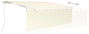 vidaXL Τέντα Συρόμενη Χειροκίνητη με Σκίαστρο & LED Κρεμ 4 x 3 μ.