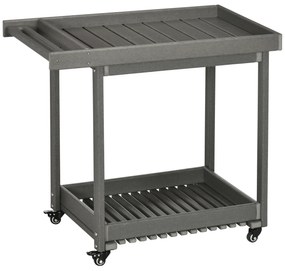 Outsunny Τροχήλατο Σερβίτσιο με Βάσεις Πετσετών, 1 κάτω ράφι, 4 Ρόδες, 87 cm x 50 cm x 80 cm, Σκούρο Γκρι