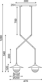 Φωτιστικό Οροφής Δίφωτο Aca Layla HL4312P46BB Brass