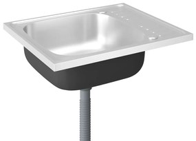 vidaXL Νεροχύτης + Ποδιά Σετ Ασημί 600x500x155 χιλ. Ανοξείδωτο Ατσάλι