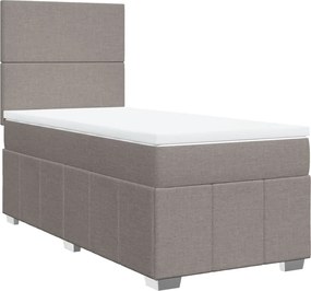 vidaXL Κρεβάτι Boxspring με Στρώμα Taupe 100 x 200 εκ. Υφασμάτινο