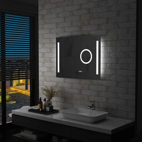 Καθρέφτης Μπάνιου Τοίχου με LED/Αισθητήρα Κίνησης 80 x 60 εκ. - Ασήμι