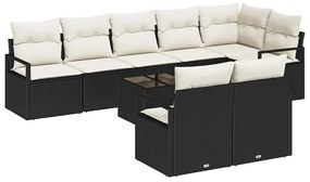 vidaXL Σετ Καναπέ Κήπου 9 pcs Καφέ, Κρέμα Πολυ rattan, βαμμένο ατσάλι