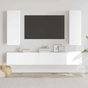 vidaXL Σετ Επίπλου Τηλεόρασης 5 Τεμαχίων Λευκό από Επεξεργασμένο Ξύλο