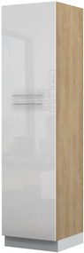 Επιδαπέδιο ντουλάπι ψηλό Raval K23-60-2KF-Δρυς - Λευκό γυαλιστερό - 60.00Χ60.00Χ235.00cm