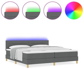 vidaXL Κρεβάτι με Σπρώχτη και Στρώμα LED Σκούρο Γκρι 200x200 εκ Ύφασμα