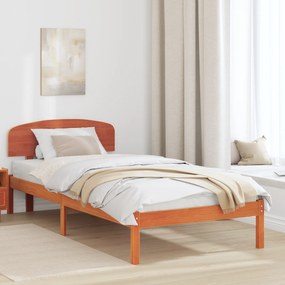 vidaXL Κρεβάτι  με Κεφαλάρι Καφέ Κερωτό 90 x 200 εκ Μασίφ Ξύλο Πεύκου