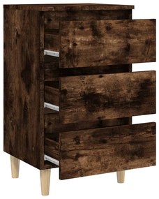 vidaXL Κομοδίνο Καπνιστή Δρυς 40 x 35 x 69 εκ. με Μασίφ Ξύλινα Πόδια