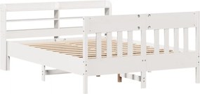 vidaXL Σκελετός Κρεβ. Χωρίς Στρώμα Λευκό 135x190 εκ Μασίφ Πεύκο