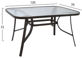 Σετ Κήπου Τραπεζαρία HM5207 5 τεμ Καφέ Μεταλλικό με Τραπέζι 120x70x72 εκ. &amp; 4 Καρέκλες Wicker