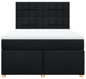 Κρεβάτι Boxspring με Στρώμα Μαύρο 140x190 εκ. Υφασμάτινο - Μαύρο