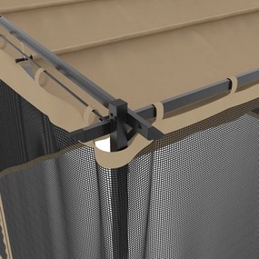 vidaXL Κιόσκι με Τοίχους από Δίχτυ Taupe 4x3 μ. από Ατσάλι