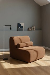 Stewehome Πολυθρόνα Luma με Ριγέ Ανάγλυφο Ύφασμα καφέ 75x65x95 cm
