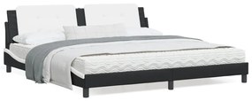 Πλαίσιο Κρεβατιού με LED Μαύρο/Λευκό 200x200εκ. Συνθετικό Δέρμα - Μαύρο