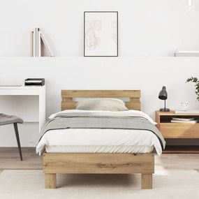 vidaXL Κρεβάτι από Τεχνητό Δρυς 90x200 cm φτιαγμένο από επεξεργασμένο ξύλο.
