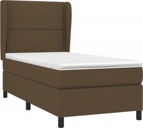 vidaXL Κρεβάτι Boxspring με Στρώμα Σκούρο Καφέ 90x200 εκ. Υφασμάτινο