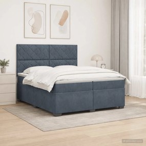 vidaXL Κρεβάτι box spring με στρώμα Σκούρο Γκρι 200 x 200 cm Βελούδο