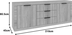 Μπουφές Doha pakoworld σε ανθρακί απόχρωση 210x45x80.5εκ