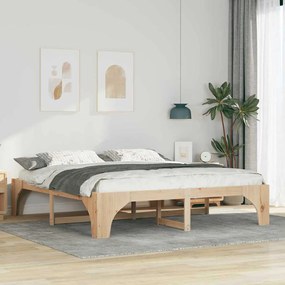 vidaXL Κρεβάτι δαπέδου Καφέ 180 x 200 cm Μασίφ ξύλο πεύκου