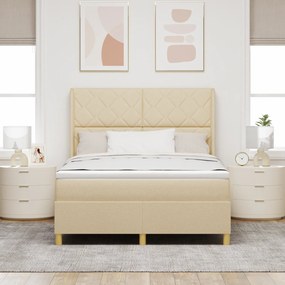 vidaXL Κρεβάτι Box Spring με Στρώμα  Κρεμ 140x200 εκ Υφάσματος