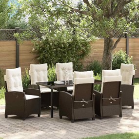vidaXL Σέτ φαγητού για κήπο 7 pcs Καφέ συνθετικό ρατάν