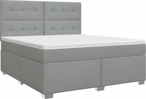 vidaXL Κρεβάτι box spring με στρώμα Ανοιχτό γκρι 160 x 200 cm Ύφασμα