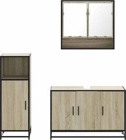 vidaXL Σετ Επίπλων Μπάνιου 3 Τεμαχίων Sonoma Δρυς Επεξεργασμένο Ξύλο
