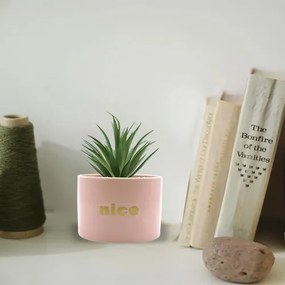 Τεχνητό Φυτό σε Κεραμικό Γλαστράκι "Nice" 11x17cm - Ροζ