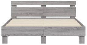 vidaXL Πλαίσιο Κρεβατιού με Κεφαλάρι Γκρι Sonoma 150x200εκ. Επεξ. Ξύλο
