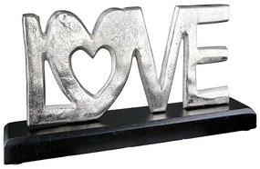 Διακοσμητικό ArteLibre 'Love' Σε Βάση Ασημί/Μαύρο Αλουμίνιο/Ξύλο 18x5x10cm