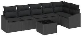 vidaXL Σετ Καναπέ Κήπου 7 pcs Μαύρο Πολυ ράταν