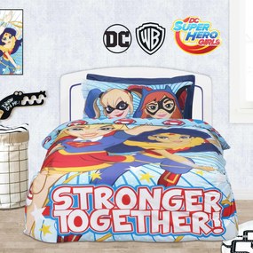 Σεντόνια Παιδικά Σετ 3τμχ 5005 Super Hero Girls Blue-Red Das Baby Μονό 160x260cm 100% Βαμβάκι