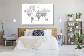 Εικόνα ενός ασπρόμαυρου παγκόσμιου χάρτη από φελλό σε μια vintage εμφάνιση - 120x80  color mix