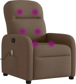 vidaXL Πολυθρόνα Μασάζ Ανακλινόμενη Καφέ Υφασμάτινη