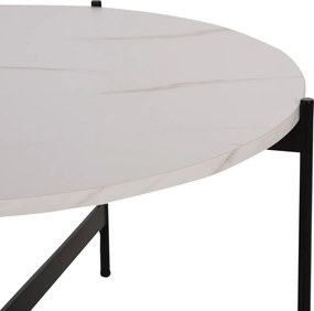 ΤΡΑΠΕΖΙ ΣΑΛΟΝΙΟΥ HM9588.05 MDF ΛΕΥΚΟ ΜΑΡΜΑΡΟ-ΜΑΥΡΗ ΜΕΤΑΛΛΙΚΗ ΒΑΣΗ Φ80x45Υεκ.