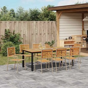 vidaXL Σέτ φαγητού για κήπο 9 pcs Μπεζ 200 x 100 x 75 cm