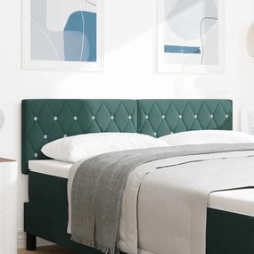 vidaXL Κεφαλάρι LED με φώτα λωρίδας LED Σκούρο πράσινο 80 cm Βελούδο