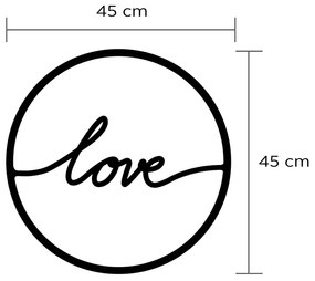 Διακοσμητικό τοίχου Love Megapap μεταλλικό χρώμα μαύρο 45x2x45εκ.