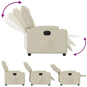 vidaXL Πολυθρόνα Ανακλινόμενη Ηλεκτρική Κρεμ από Συνθετικό Δέρμα