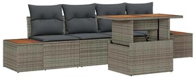 vidaXL Σετ Καναπέ Κήπου με αποθήκευση 5 pcs Γκρι Πολυ ράταν