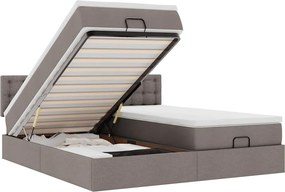 vidaXL Οθωμανικό κρεβάτι με στρώματα Taupe 200x200cm ύφασμα