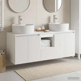 vidaXL Σετ Ντουλαπιών Μπάνιου 3 τμχ. Λευκό 129 x 44,5 x 82 cm