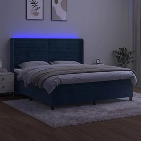 ΚΡΕΒΑΤΙ BOXSPRING ΜΕ ΣΤΡΩΜΑ &amp; LED ΣΚ. ΜΠΛΕ 160X200ΕΚ. ΒΕΛΟΥΔΙΝΟ 3139635