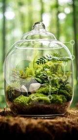 Intra Συλλεκτικό Ξύλινο Παζλ Plywood  4mm - Όμορφο Terrarium με μια λίμνη νερού και φυσικά στοιχεία Σε Ξύλινο Κουτί - Διαστάσεις: 10x10 cm – 25 κομμάτια