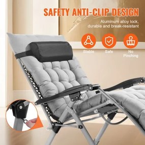 VEVOR Zero Gravity Chair 33" Zero Gravity Recliner Lounge Chair Indoor &amp; Outdoor
