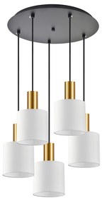Φωτιστικό Οροφής SE21-GM-4-5BL-SH1 ADEPT TUBE Gold Matt Pendant White Fabric Shade+ - 77-8601 - 51W - 100W - 77-8601