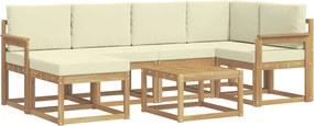vidaXL Σειρά Καναπέ Εξωτερικού με μαξιλάρι 7 pcs Λευκό και Κρεμ